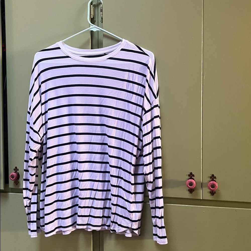 GAP Navy and White Striped Crewneck